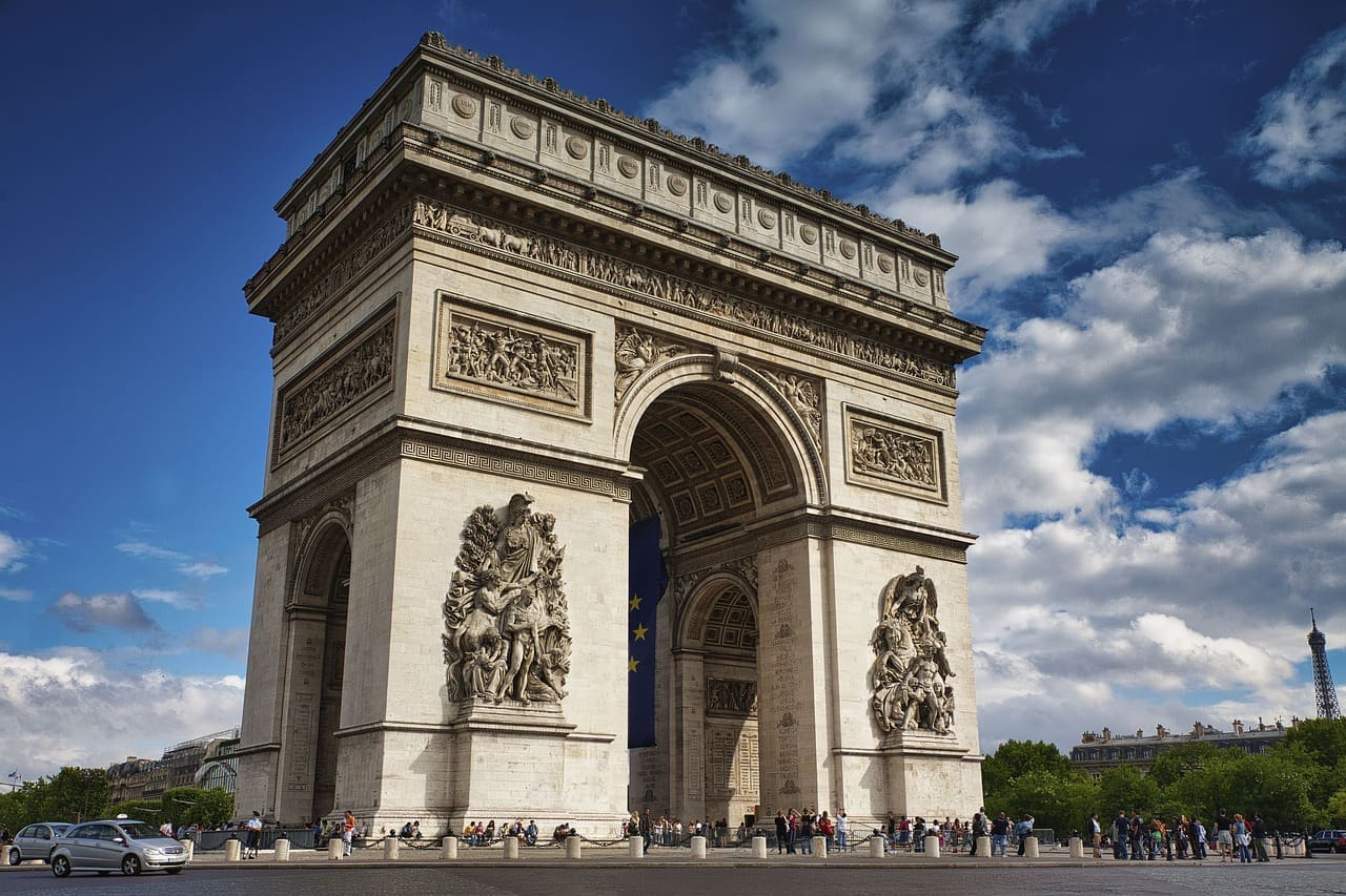 The Arc de Triomphe in Paris.